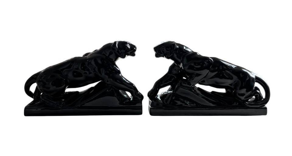 Pair of Art Deco lioness sculptures