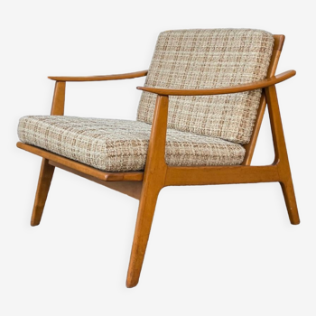 Scandinavian armchair in wood and wool 60s