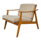 Scandinavian armchair in wood and wool 60s