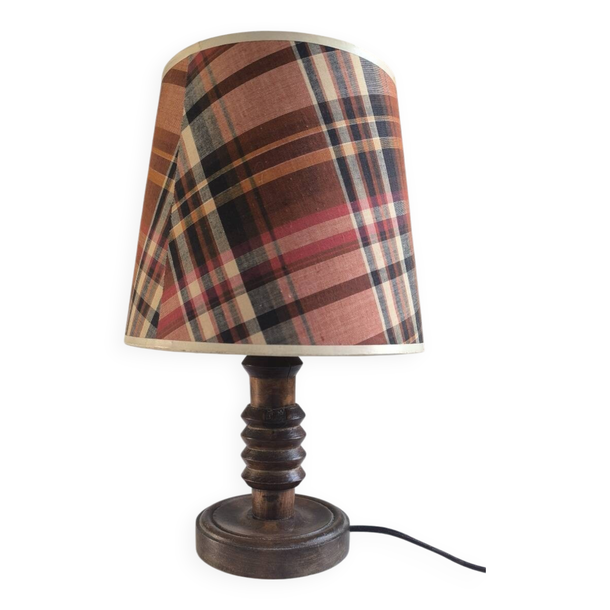 Turned wood table lamp, 1960