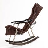 Design Leather Folding Rocking Chair by Takeshi Nii, 1950s