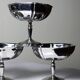 5 vintage bistro-style stainless steel dessert bowls on stands