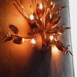 Monumental Vintage Wall Lamp with Golden Leaf Decor by Hans Kögl, 1960s