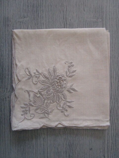 12 old cotton embroidered napkins