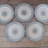5 assiettes plates en terre de fer de Badonviller