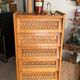 Vintage 1960s chest of drawers / chiffonnier with tapered legs and rattan.