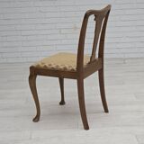 1930s, set of 6 Danish chairs, furniture velour, oak wood, reupholstered.