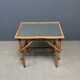 Bamboo side table with mirror top from France, 1940s