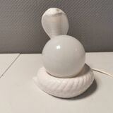Beautiful vintage ceramic COBRA table lamp with thin milky white glass shade/dome. RAF Sweden 70-80s