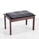Footstool in solid wenge wood with black leather cushion, 1960