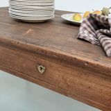 Walnut and pine drapery farmhouse table