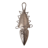 masque bronze ,art africain H33.5cm