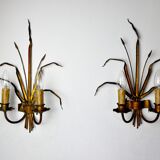Pair of floral wall lamps by Ferro Arte, Spain, 1960