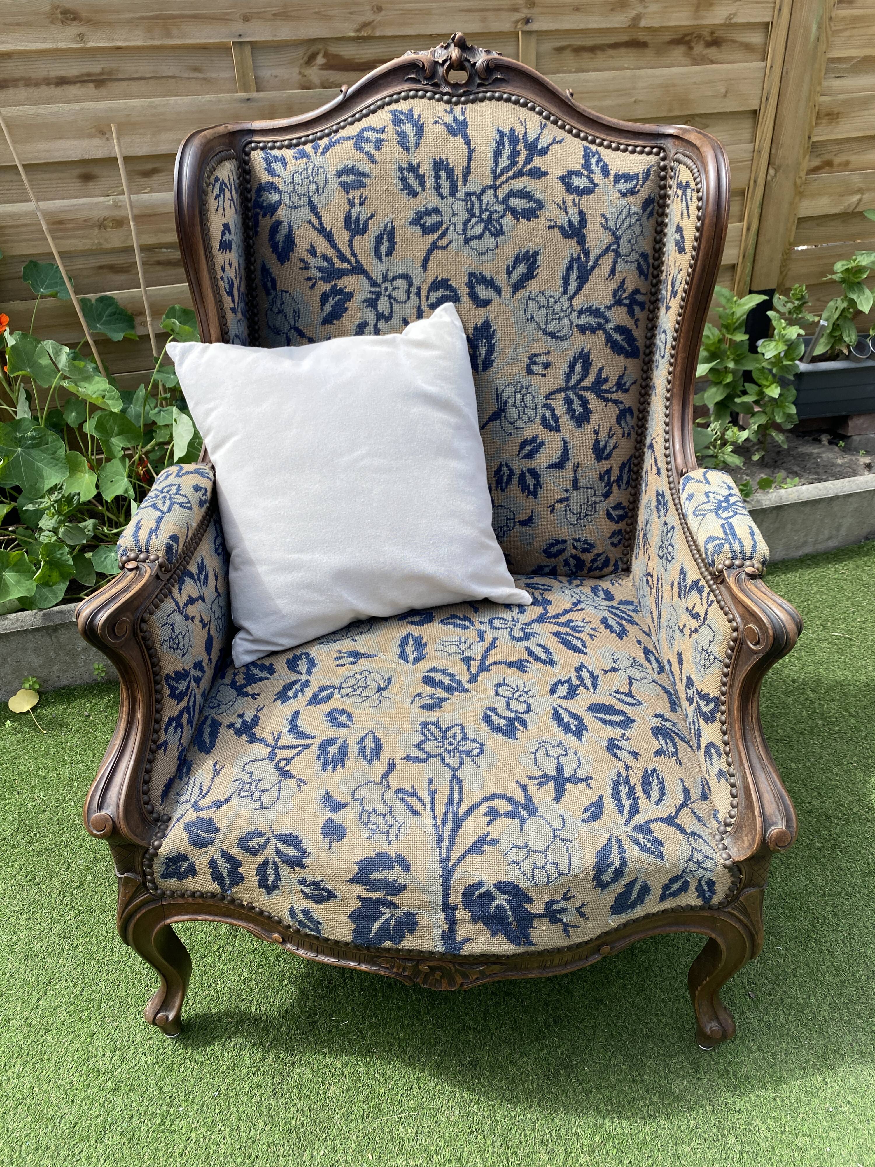 Louis XV style wingback armchair
