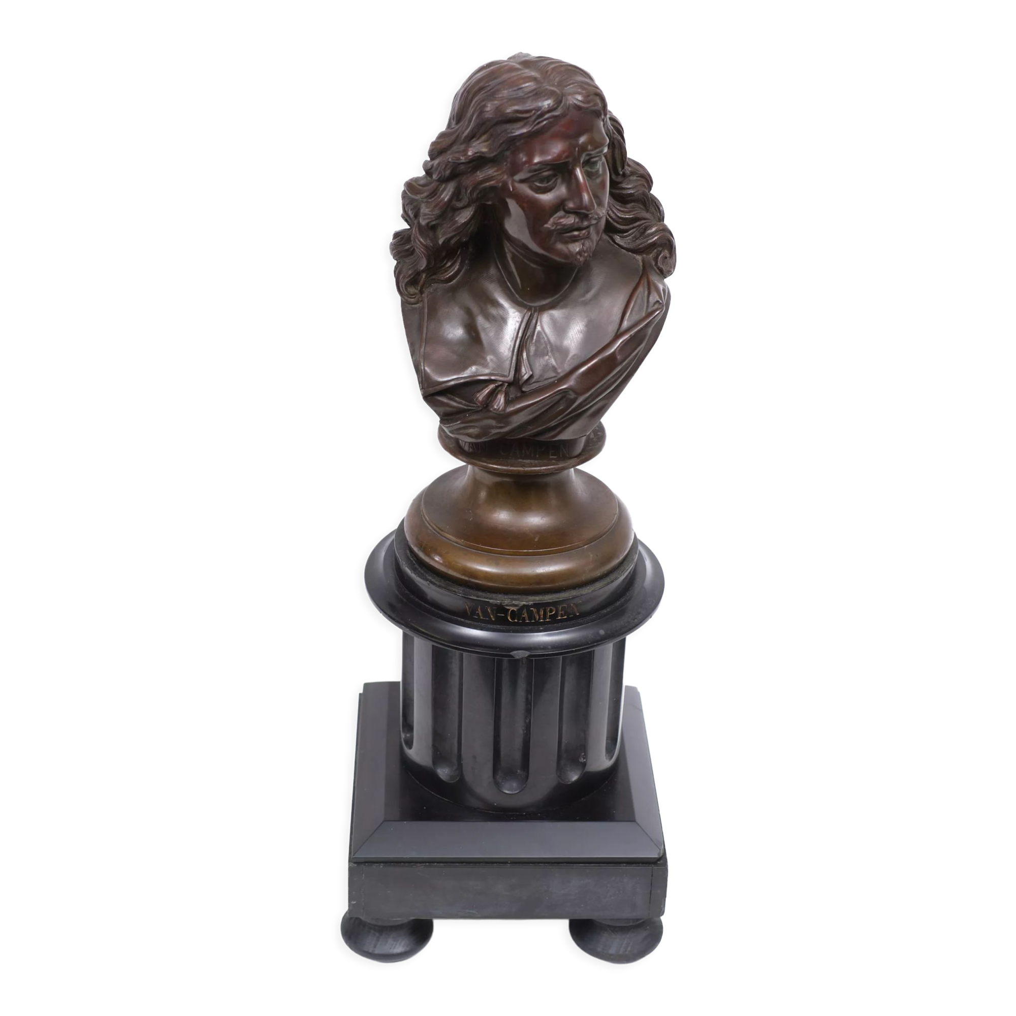 Bronze bust jacob van campen, 1595 - 1675, sculptor jacques elion 1842-1893