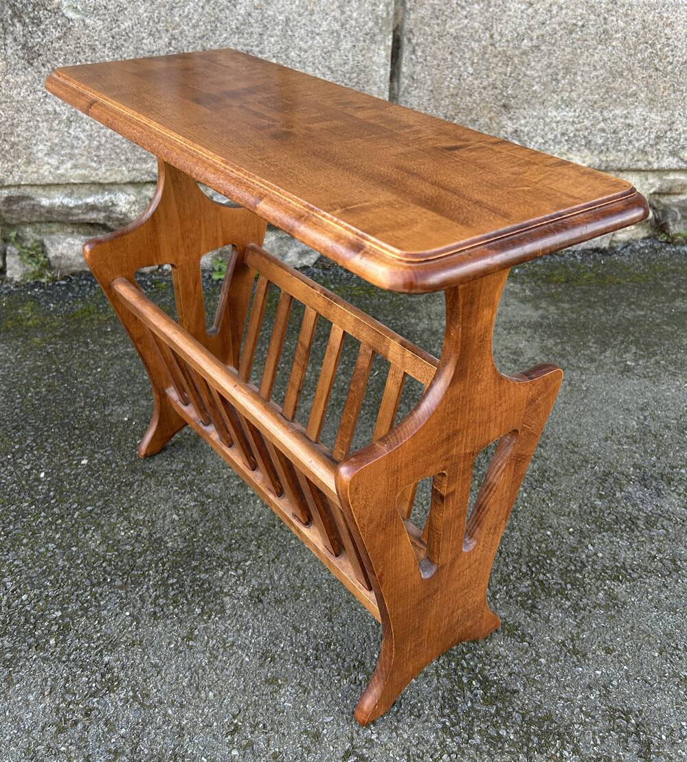 Magazine rack, side table, wood, vintage, 60s