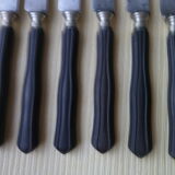 Set of 6 ancient fruit knives steel blades and blacked wooden sleeves napoleon iii