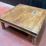 Table basse carré en bois de teck massif 1m x 1m