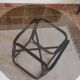 Round dining table in rattan, smoked glass top, 1970s.