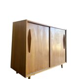 Vintage wooden shoe cabinet with sliding doors