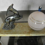 Art Deco marble figurine table lamp