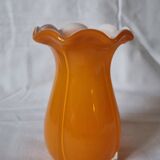 Orange fluted glass vase