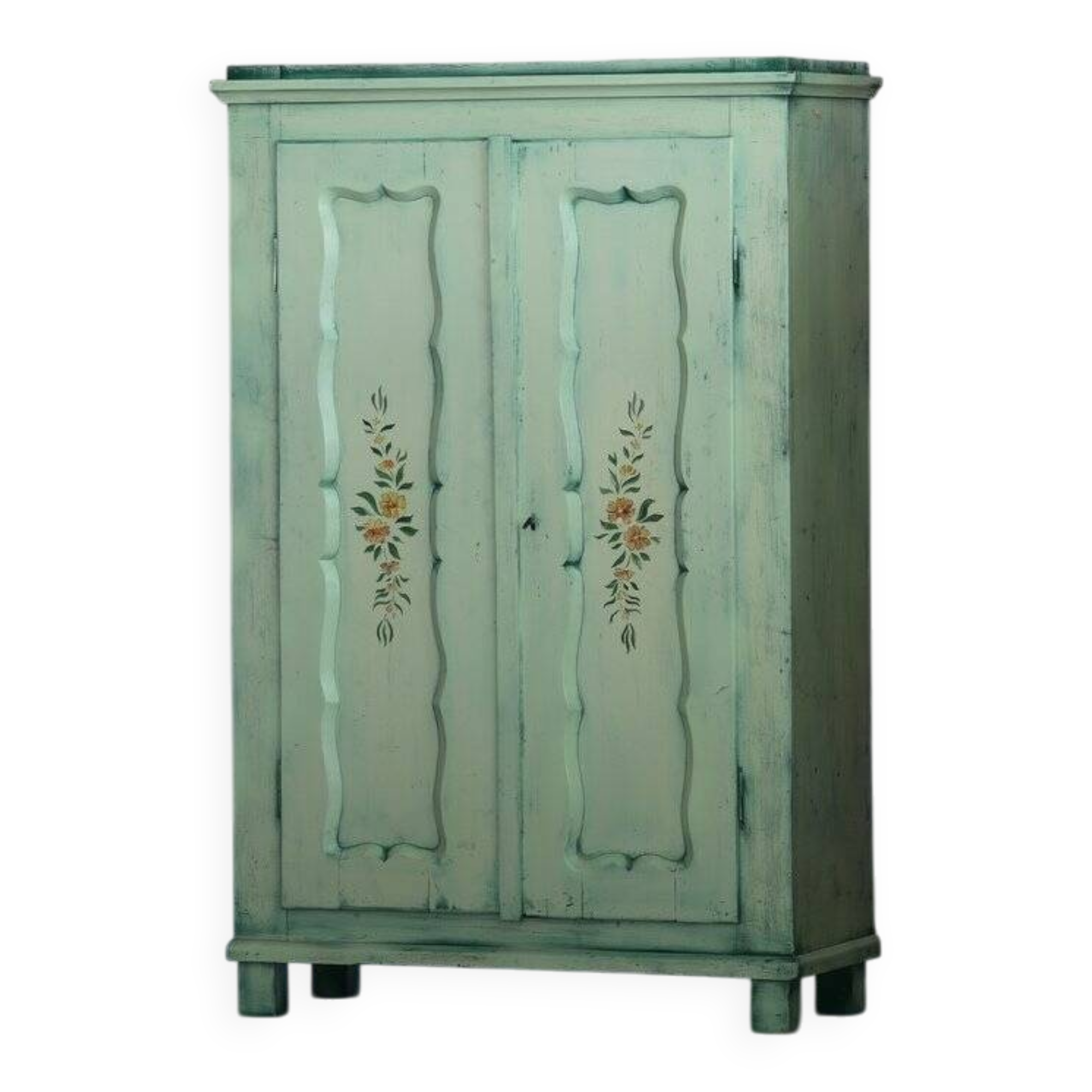 Green hand-painted wardrobe