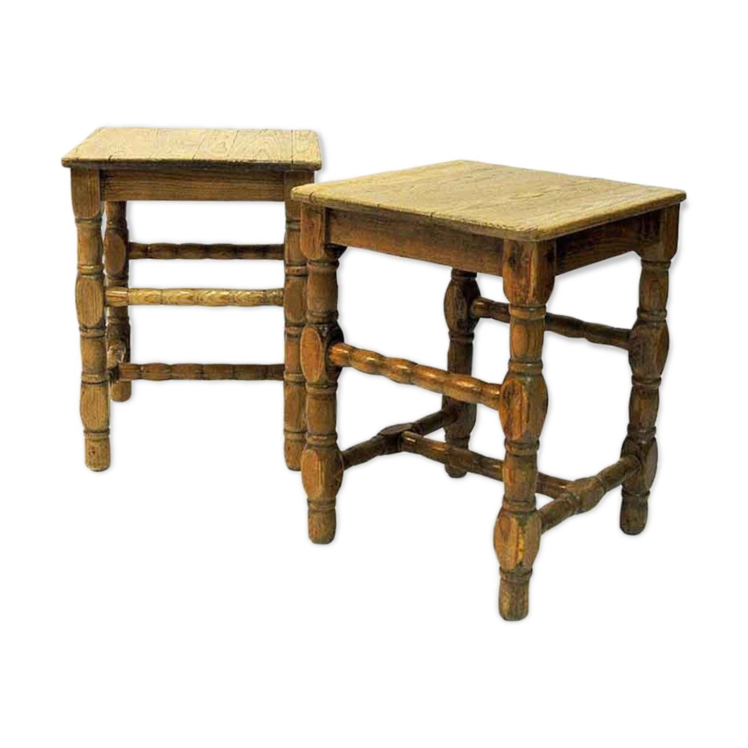 Swedish Pine stool pair in barock style 1920s