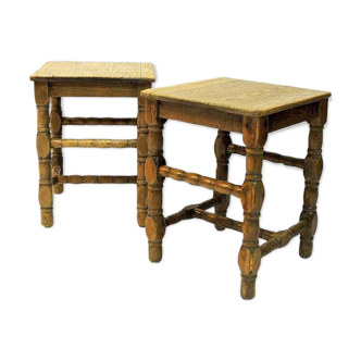 Paire de tabourets suédois en pin des années 20