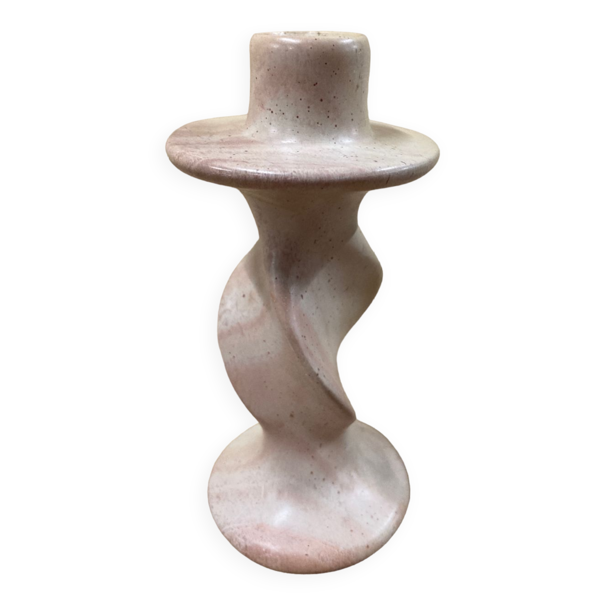 Bougeoir en albâtre rose
