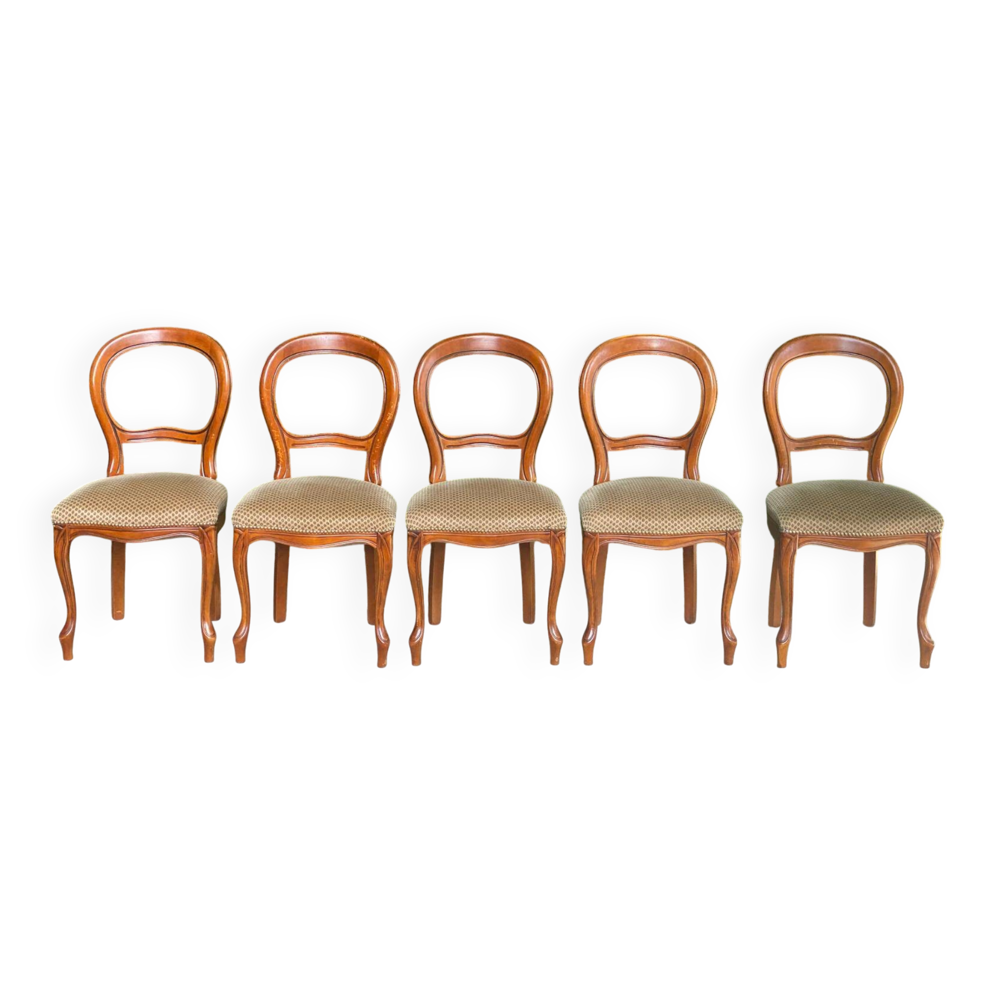 5 vintage Louis Philippe dining chairs Solid curved wood
