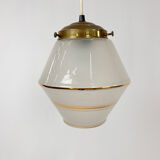 Art Deco Opaline Glass Pendant Lamp, 1930s