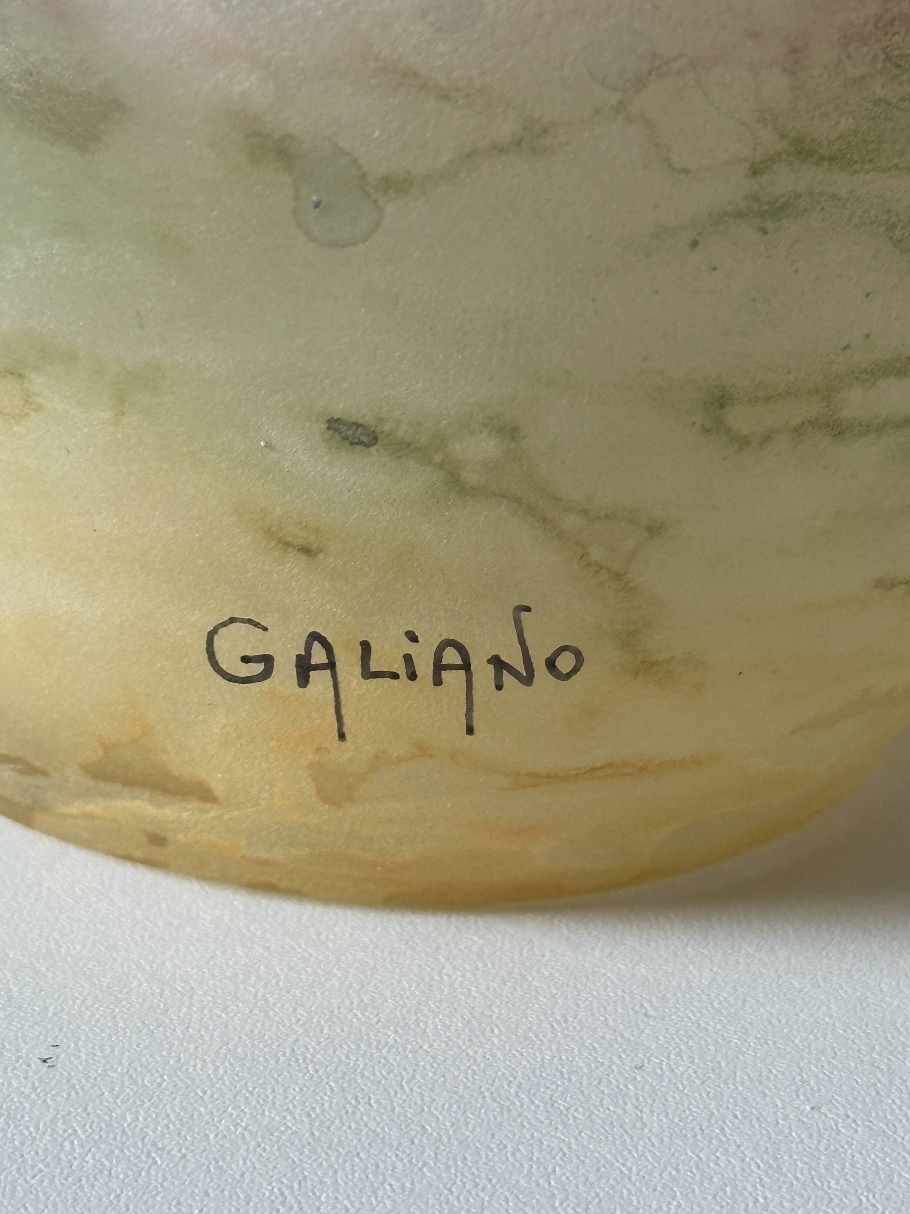 Acidulated art glass vase signed Galiano vintage 80s