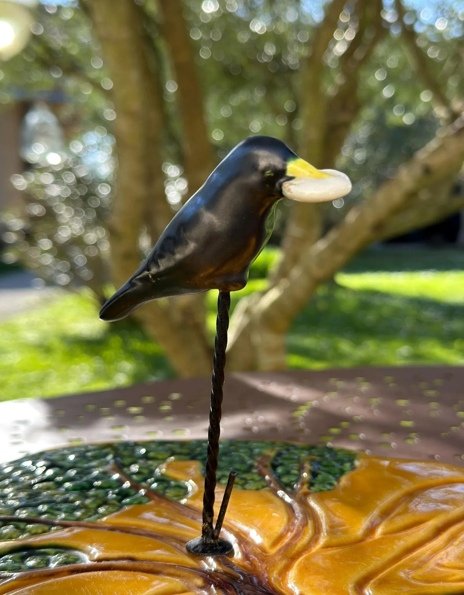 Ceramic cheese platter Vallauris, crow and tree, years