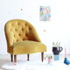 Mustard yellow velvet padded toad chair