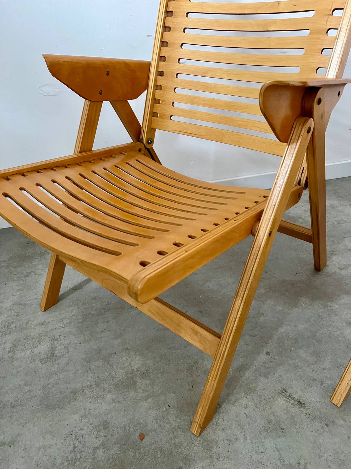 Lot 2 folding armchairs "Rex lounge" design Niko KRALJ bent beech 60s vintage