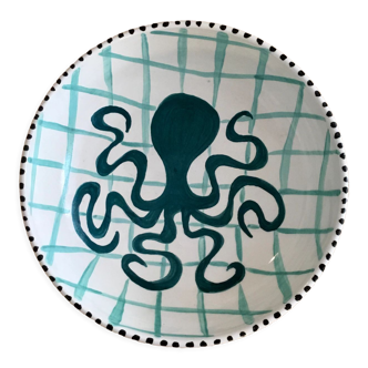 Hand-painted glazed ceramic salad bowl
