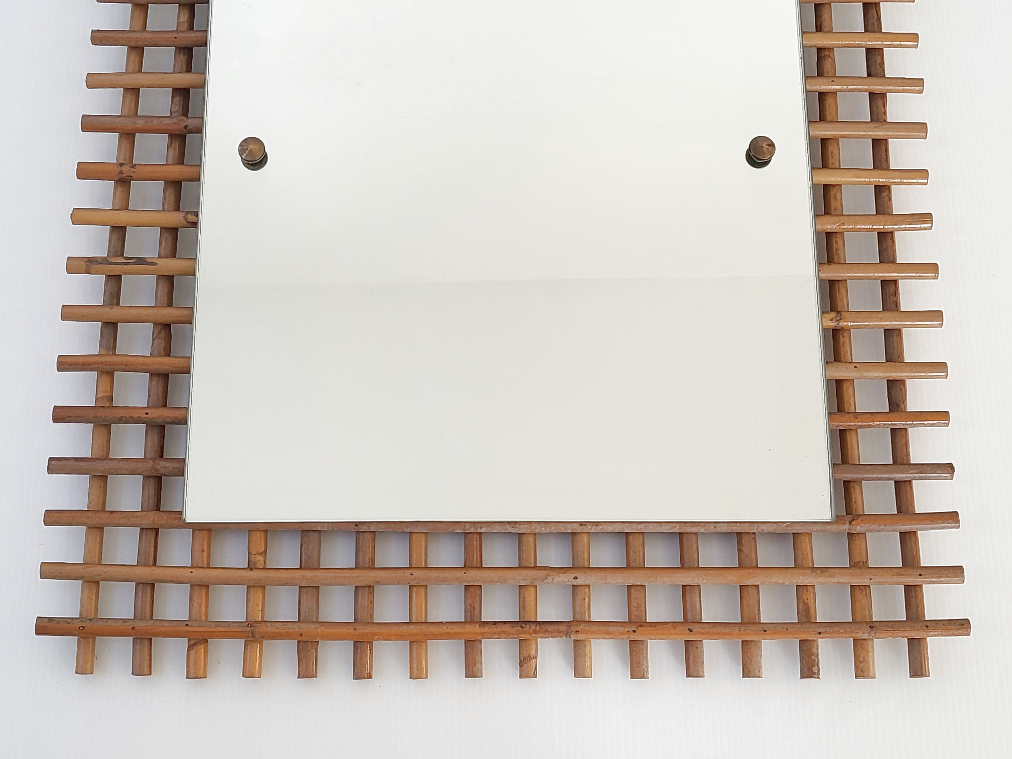 Mirror 65x51cm vintage rattan 1950