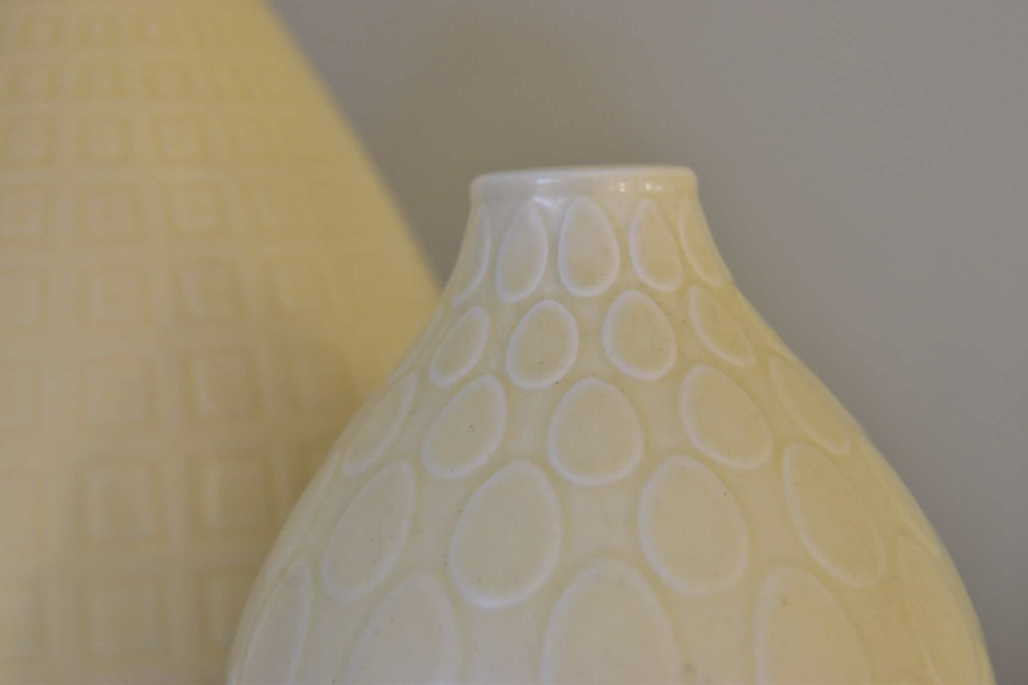 Set of two Nils Thorsson Yellow Faience Marselis Vase Aluminia Royal Copenhagen