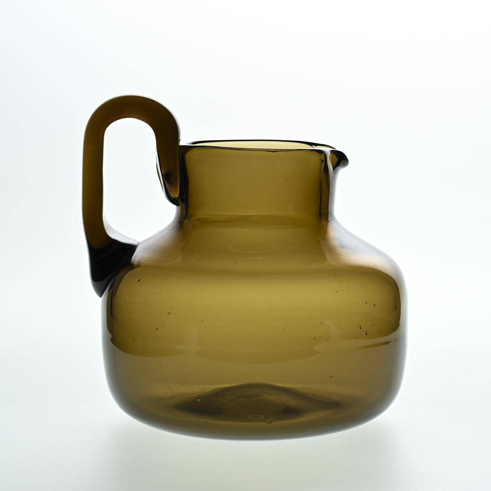 Amber blown glass carafe by Claude Morin, Dieulefit circa 1975