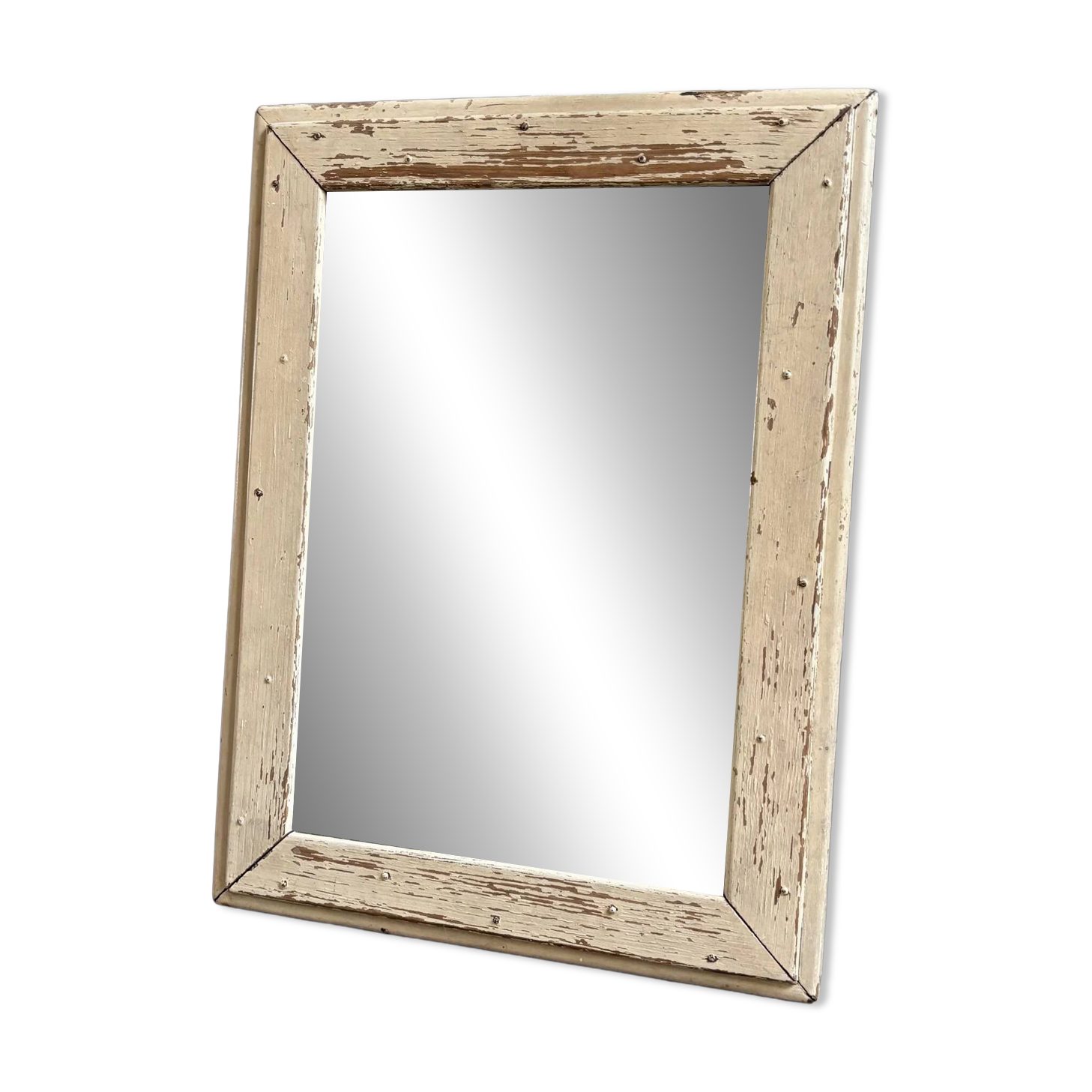 Miroir rectangulaire en bois beige 42 x 31 cm