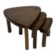 Set of 3 brutalist oak oval side or nesting tables minimalist design 1970s