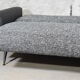 Restored couch, 60s, black and white fabric, black leather