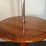 Lampadaire globe, en opaline et chromé avec sa tablette en bois Vintage, 1950-60