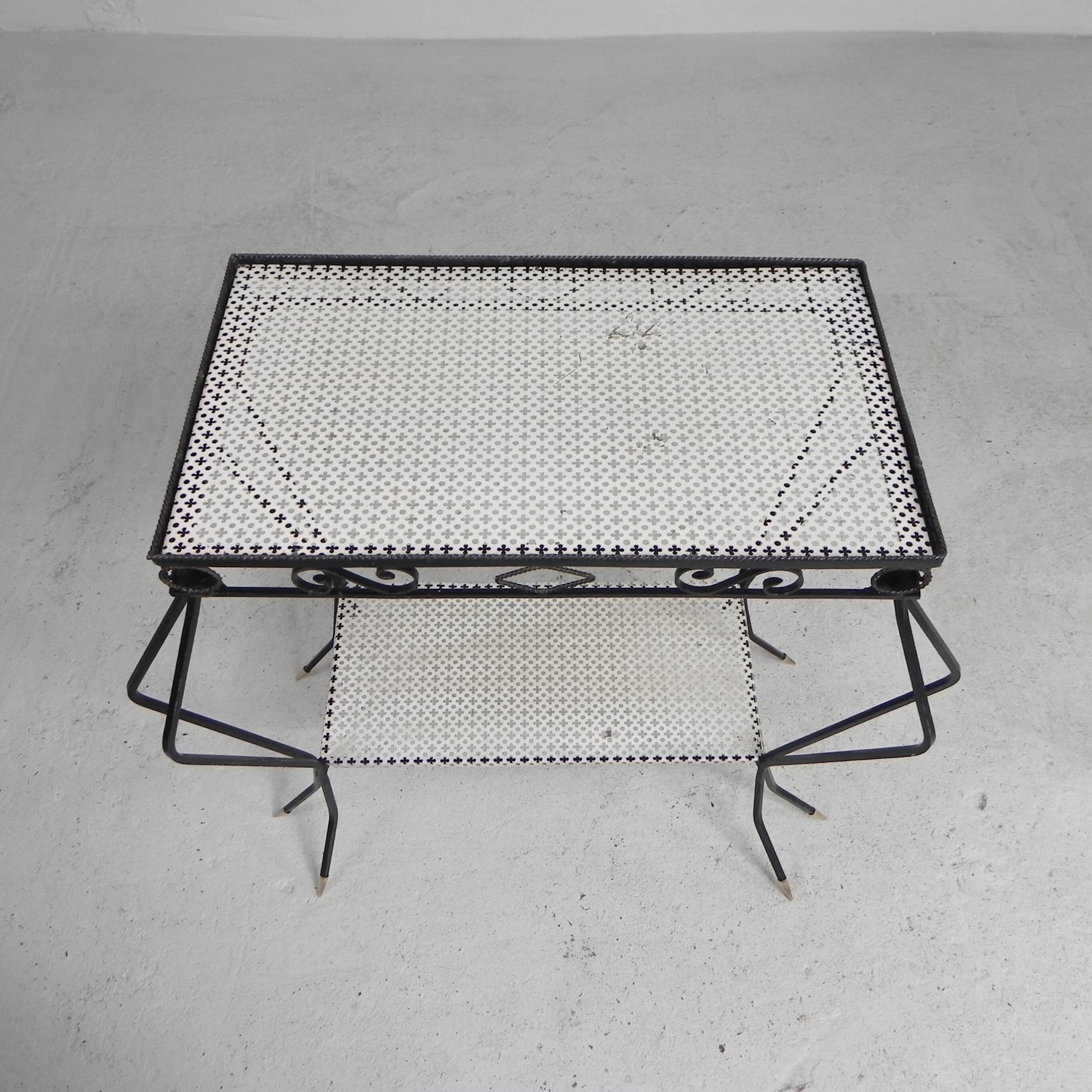 Vintage sculptural steel, (Mategot style) side table, 1950s