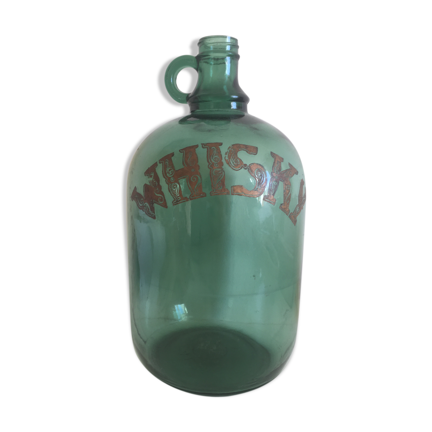 Green glass whiskey bottle