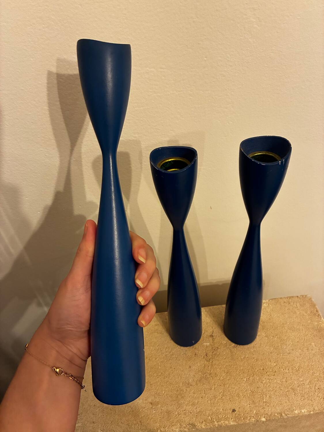 Set of 3 Danish candle holders from the 1950s-60s.