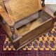 English oak bank safe from the 1930s that can serve as a console.