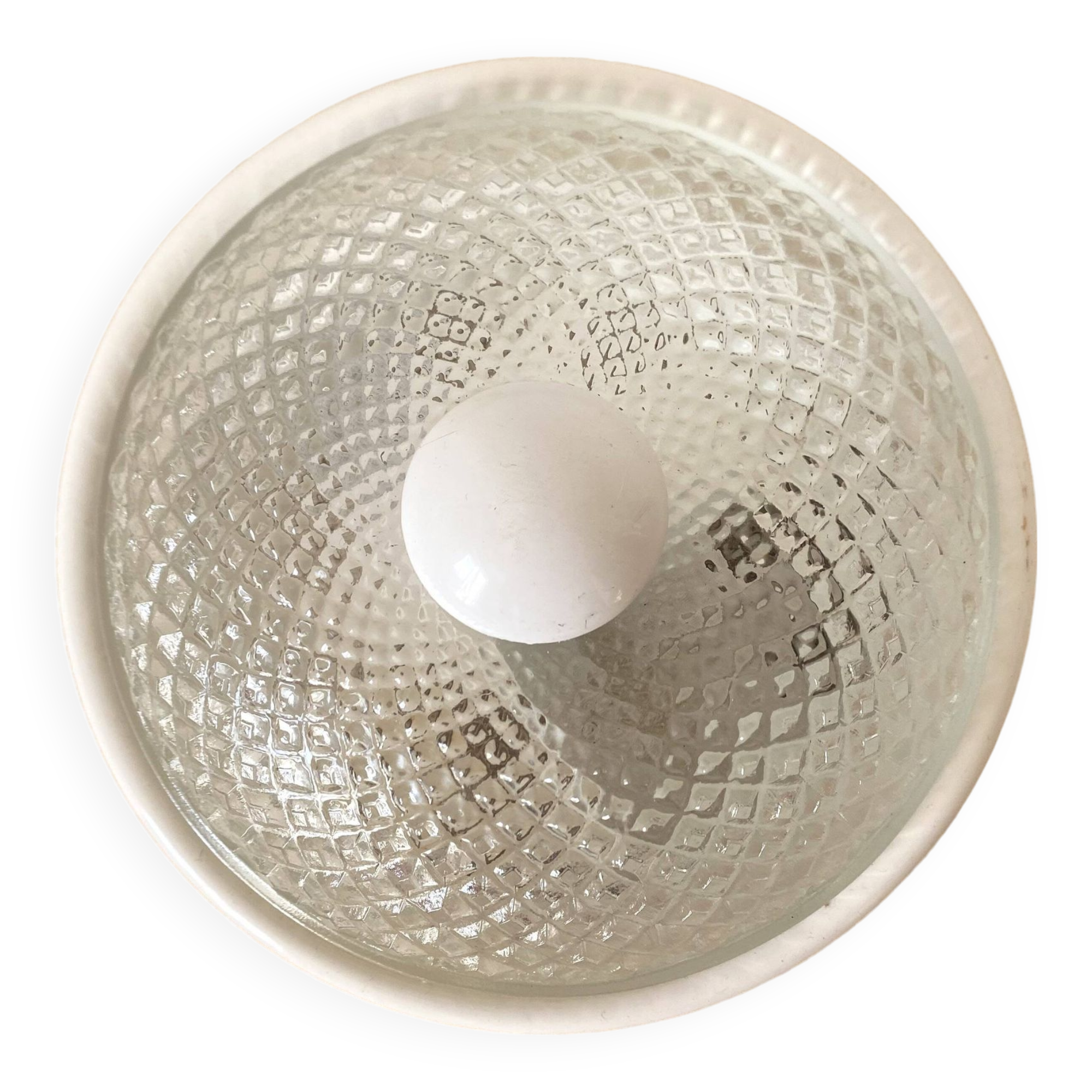 Round vintage glass and metal ceiling light