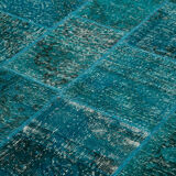 Handmade anatolian vintage 170 cm x 241 cm turquoise patchwork carpet